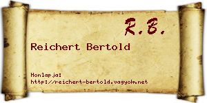 Reichert Bertold névjegykártya